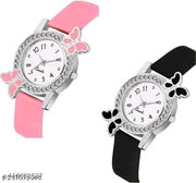 TRENDING BUTTERFLY DIAMOND GIRLS WOMEN BEAUTIFUL ANALOG WATCH COMBO |  Trendy Butterfly Diamond dial Latest Collection Women's & Girl's