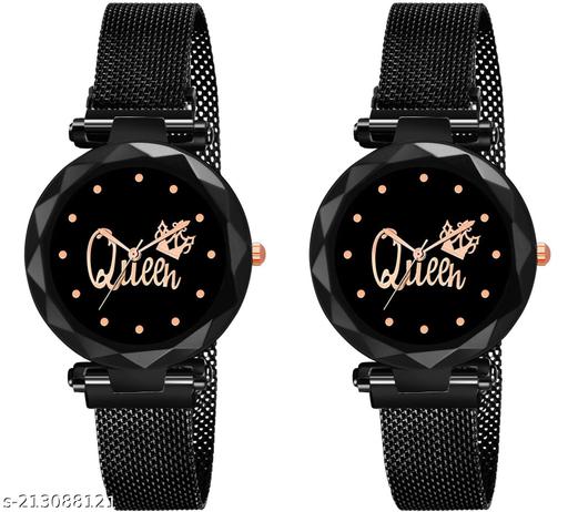 Queen Dial Magnetic Belt Combo Women's and Girl's Watches Pack of 2