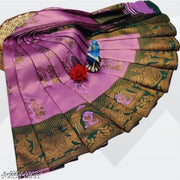 Premium Kanjeevaram Silk Saree for Women with Big Zari Border Woven Wedding Party Wear Saree with Blouse Piece