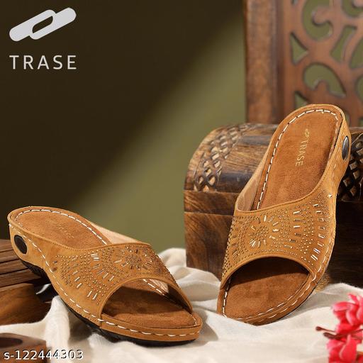 TRASE Women's Fashion Slippers | Doctor Ortho Soft & Comfortable Slip-Ons for Women & Girls | Lightweight & Stylish, Diabetic & Orthopedic Footwear, Ideal for Knee & Foot Pain (44061, Tan)