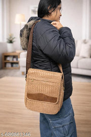 Pranjals House Men’s Tan Crocodile Texture Sling Bag | Premium PU Leather Crossbody Messenger Bag for Men | Stylish Office & Travel Shoulder Bag (13x10 Inch)