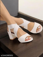 heels sandals for women and girls stylish and trendy heels for women and girls (White)