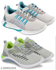 Combo of 2 Men's Grey Sports Shoes - Relaxed Lightweight Running shoes for Men