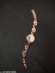 SJE Premium mini Analog watch for ladies stone design rose gold