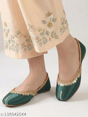 YEPPLO Women's and Girl's Handmade Ethnic Jutti,Lace work on Upper,Traditional Mojari and Jutis