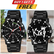 Watch Combo BUY 1 GET1FREE Black Designer Professional PU Analog Watch pack of 2