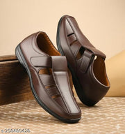 Men's Black Brown Tan Synthetic Leater Outdoor Casual Sandal