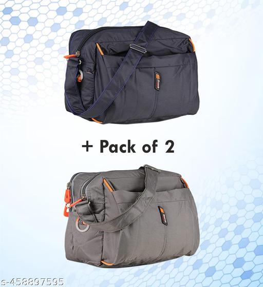 Men & Women's Cross Body Travel Sling Bag || Polyster Sling Bag || Cross Body Utility || Travel Bag || Office Business Messenger Bag || One Side Shoulder Bag for Men and Women Unisex || (Pack Of 2)