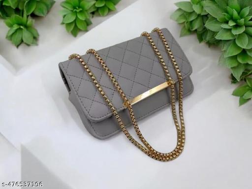 Sling bag | Women's Pu Formal Casual Stylish Shoulder Crossbody Sling Handbag With Double-handle Non-Detachable strap For Women & Girl (Grey)