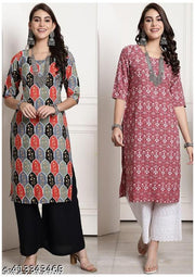 Polyster/Crepe fabric-Latest 2025 Best Qaulity KURTIS(Pack of 2)