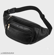Leather Fanny Pack Black Waist Pouch for Men Women | Travel Crossbody Sling Bag  Pouch