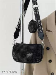 Silver Women Sling Bag Small Crossbody Bag for Women With Coin pouch handbag for women and girls