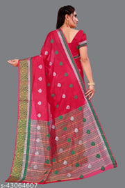 Bright and eye-catching checked pattern , Soft & Lightweight Fabric – Comfortable for long hours , Pallu with Tassels – Adds a stylish traditional touch, Traditional Weave Pattern – Perfect ethnic appeal , Easy to Drape – Suitable for all