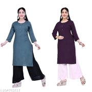 Casual Women's Low Price Plain Kurta For Daily Use ( Combo Of 2)