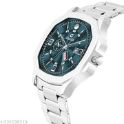 Day & Date Function Watch With Stainless Steel Chain Analog Watch - For Men
