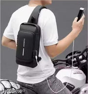 Traveling Side Bag Sling Chest Outdoor Shoulder Bags With Password Lock Zipper Water-Resistant Cross Bodys Backpack Anti-Theft USB Charging Pot Print Design Cross Bodys Bag