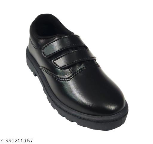 Coolz Unisex Kids Black Formal School Uniform Shoes Deluxe Velcro