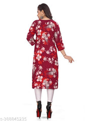 Women Crepe Fabric Printed Straight Kurti, Size -S, M, L, XL, XXL, 2XL, XXXL, 3XL, 4XL, 5XL ( New Arrival New Design Fashionable Kurti Combo of 2)