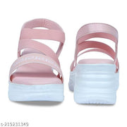EVOLTAR Women's Stylish Wedge Sandals with Striped Polyester Straps | Comfortable Wedge Heel | Synthetic Leather Upper | Perfect for Daily Wear, Casual Outings, and Parties | Lightweight Design for All-Day Comfort