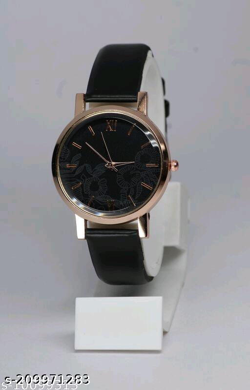 Best Quality Flower Designer Attractive Leather Belt Analog Watches for Women PACK1