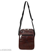 Zerus Unisex PU Leather Sling Bag Black Cross Body Travel Bag for Men & women