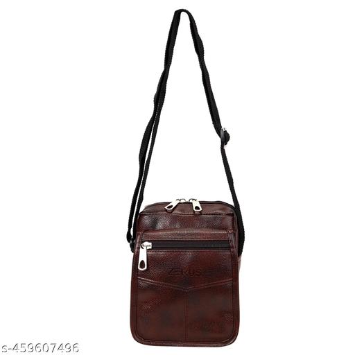 Zerus Unisex PU Leather Sling Bag Black Cross Body Travel Bag for Men & women