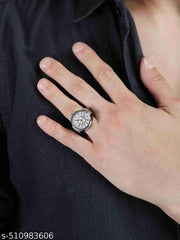 S K Enterprise Adjustable elastic band ring watches in silver tones with quartz movement.