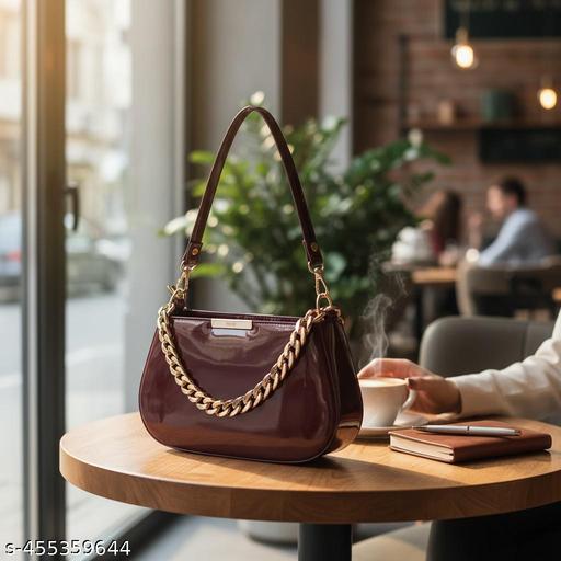 latest and trendy Sling Bag for girNew Party Wear Burgundy Handbag for Ladiesl & Women|Elegant Women's Maroon Purse with Stylish Chain|Women's Stylish Glossy Chain Strap Purse (Maroon)|