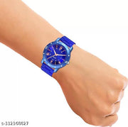 BEST Quality Best Price Roman Blue Dial Stylish Causal  Blue PU Strap Watch For Boys And men Watch
