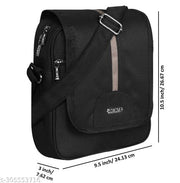 LOREM Mink Black Casual PVC Coated Matty Fabric Cross Body Sling Bag For Men SL09