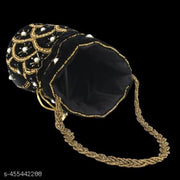 BeijoBolsa Black Women Potli Bag for Wedding, Puja or Party