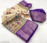 Dola Jaquard Woven Printed Saree With Blouse