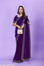 most trendy diamond worked chiffon fabric saree for party and all occasions.