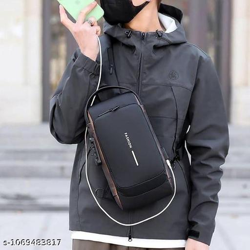 Sling Bag for Men Stylish Crossbody Backpack for Men & Women, Anti-Theft Chest Bag with USB Charging Port, Messenger Bags, Casual Shoulder Bag