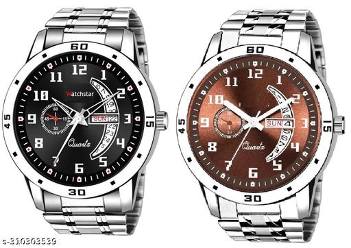 Stainless Steel Strap Day Date Analog Watch For Men