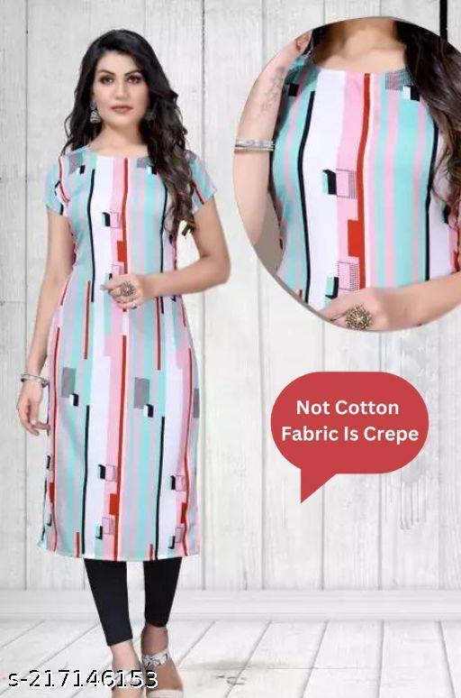 Polyster/Crepe fabric-Women's Regular Fit Aline Kurti