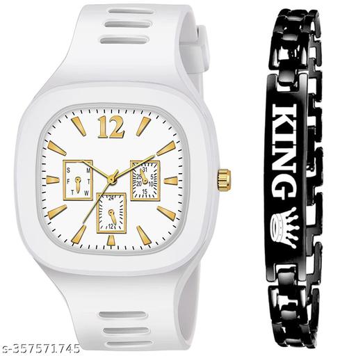 Square Watch with King Bracelet for Boys & Men Watch