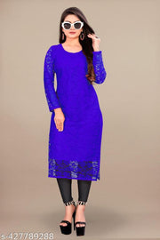 Elegant Net Fabric Embroidered Kurti for Women