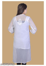 white chikankari kurti for women nd girls