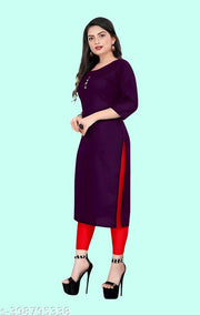 Casual Regular Fit American Crepe Low Price Plain Kurti for Women's