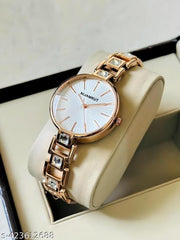 Watch for Women,Watch for Girl ,Waterproof Women Wrist Watches White Dial diamond Studded watch Formal,Casual,Festive,Partywear,Wedding,Western Party