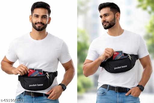 Men's Black Waist Bag || Men's Casual Waist Bag || Stylo Men's Waist Bags || Kamar Bags || Unisex Waist Bags