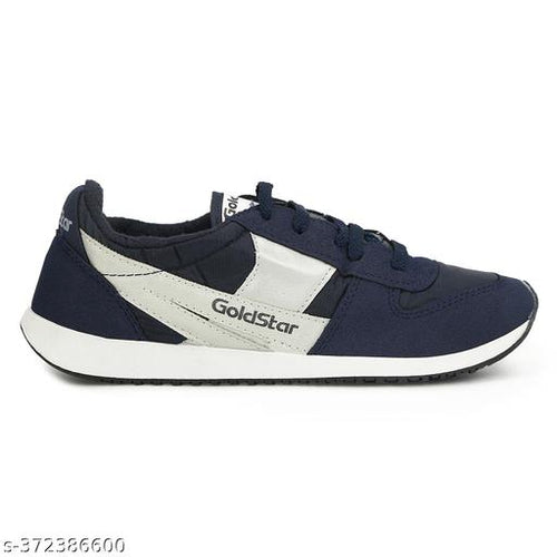 Stylish Navy Blue Synthetic Solid Walking Shoes For Men