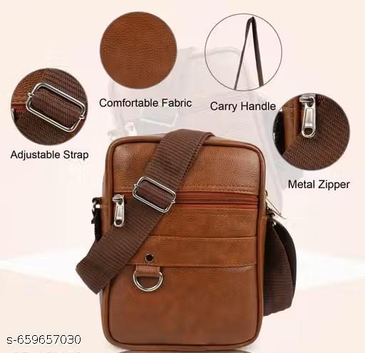 Men Sling Bag Side Bag for Men Travel Tan  Crossbody Shoulder Bag