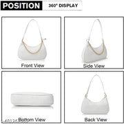 women fashion croco shoulder bags zip pocket canvas handbag bags for women(WHITE )