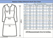 Aagyeyi Pretty chikankari handwork embroidered multi thread blue short cottonKurtis