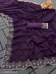 FASHION SOFT GEORGETTE WITH SIROSKI DIAMONDS WORK WEDDING CREATION & PARTY WEAR SAREE