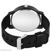Black PU Belt Watch And King Black Breclet Analog Watch - For Men
