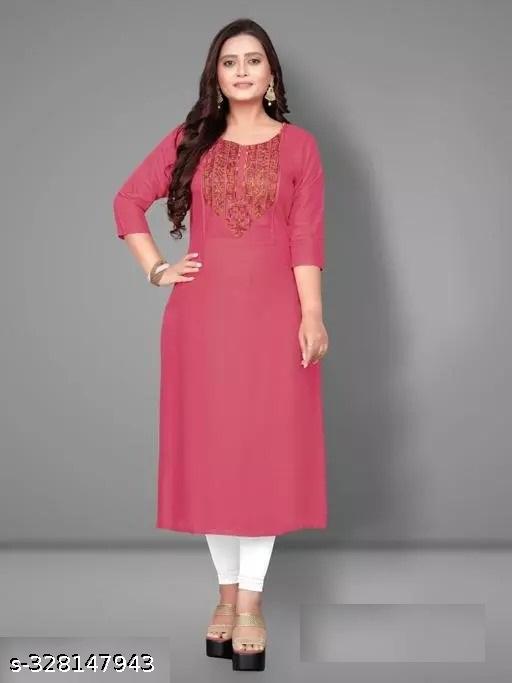 rayon kurti embroidery straight
