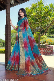 NEW FANCY ORGANZA SAREE  MULTY COLOUR SAREE